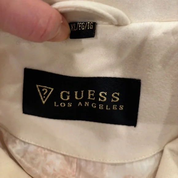 Guess Wool Blend Asymmetrical Cream Colored Wrap Coat, Size XL - Picture 12 of 16